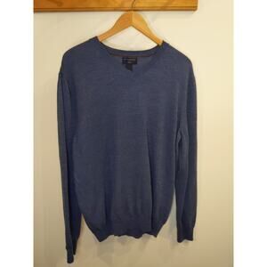 Banana Republic Men's 100% Merino Wool V-Neck Sweater XL Blue Soft Luxury